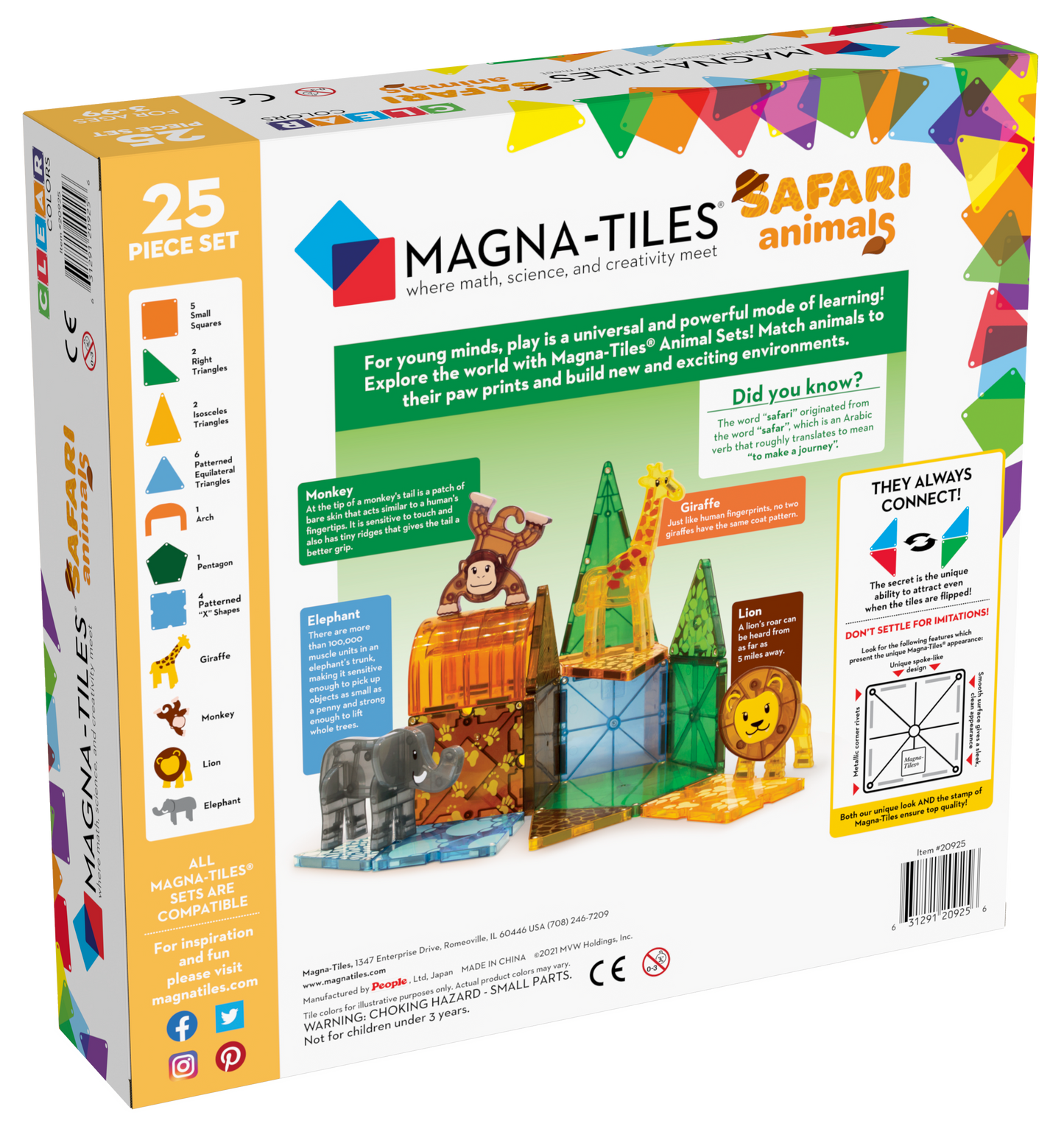 Safari Animals 25pcs Set by MAGNA-TILES